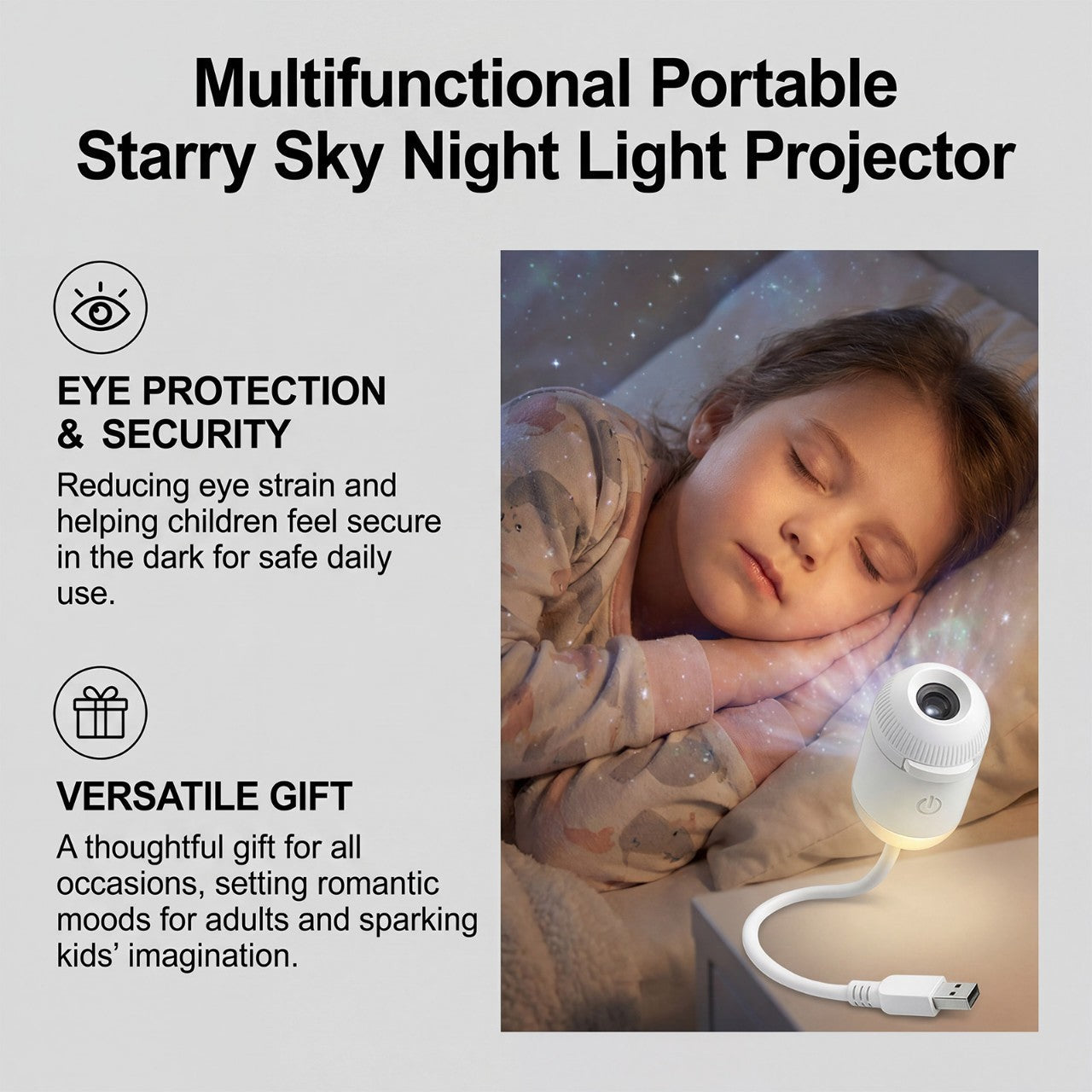 Portable Mini USB Starry Sky Projection Lamp مصباح إسقاط صغير محمول يعمل بـ USB بنمط السماء المرصعة بالنجوم