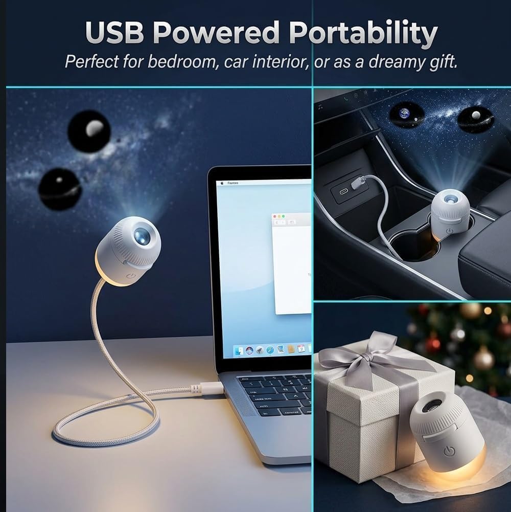 Portable Mini USB Starry Sky Projection Lamp مصباح إسقاط صغير محمول يعمل بـ USB بنمط السماء المرصعة بالنجوم