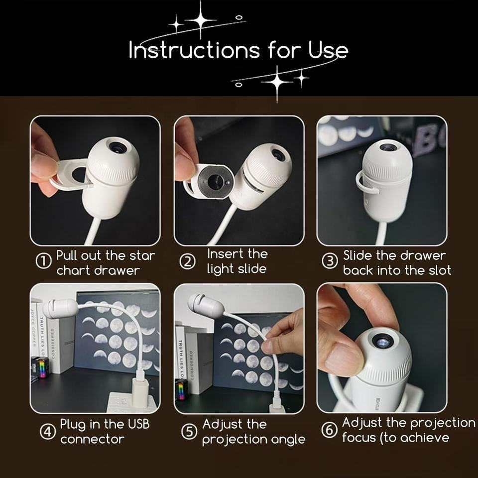 Portable Mini USB Starry Sky Projection Lamp مصباح إسقاط صغير محمول يعمل بـ USB بنمط السماء المرصعة بالنجوم
