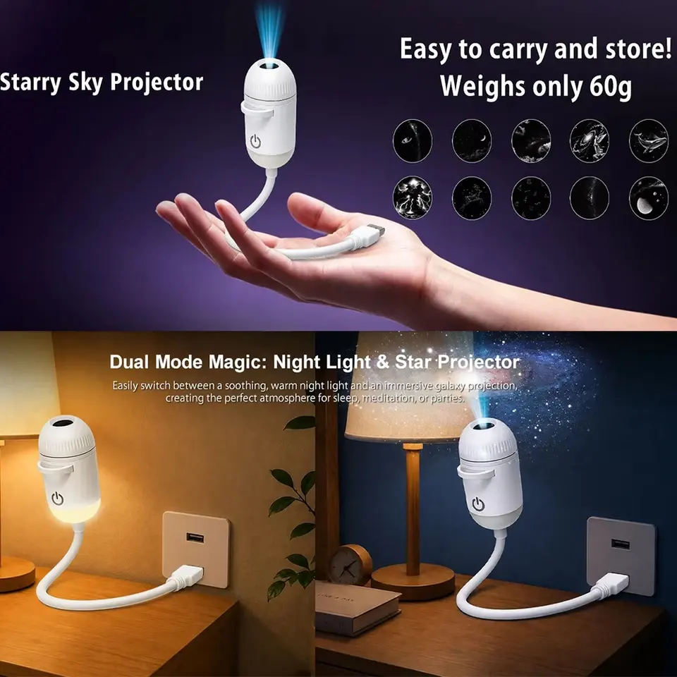 Portable Mini USB Starry Sky Projection Lamp مصباح إسقاط صغير محمول يعمل بـ USB بنمط السماء المرصعة بالنجوم